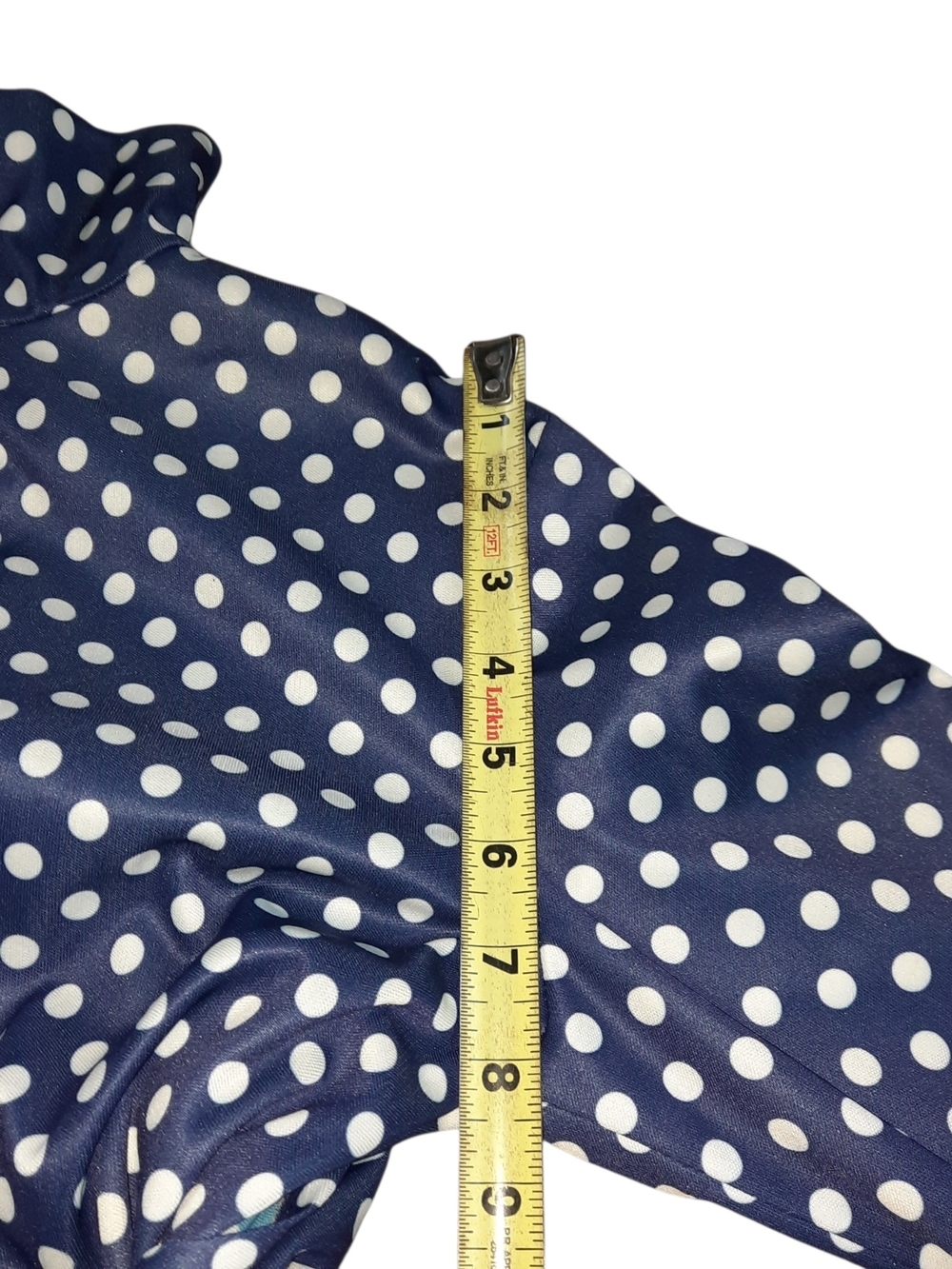 Vintage Women's Navy Polka Dot Long Sleeve Jumpsuit with Tie Waist - Picture 10 of 15